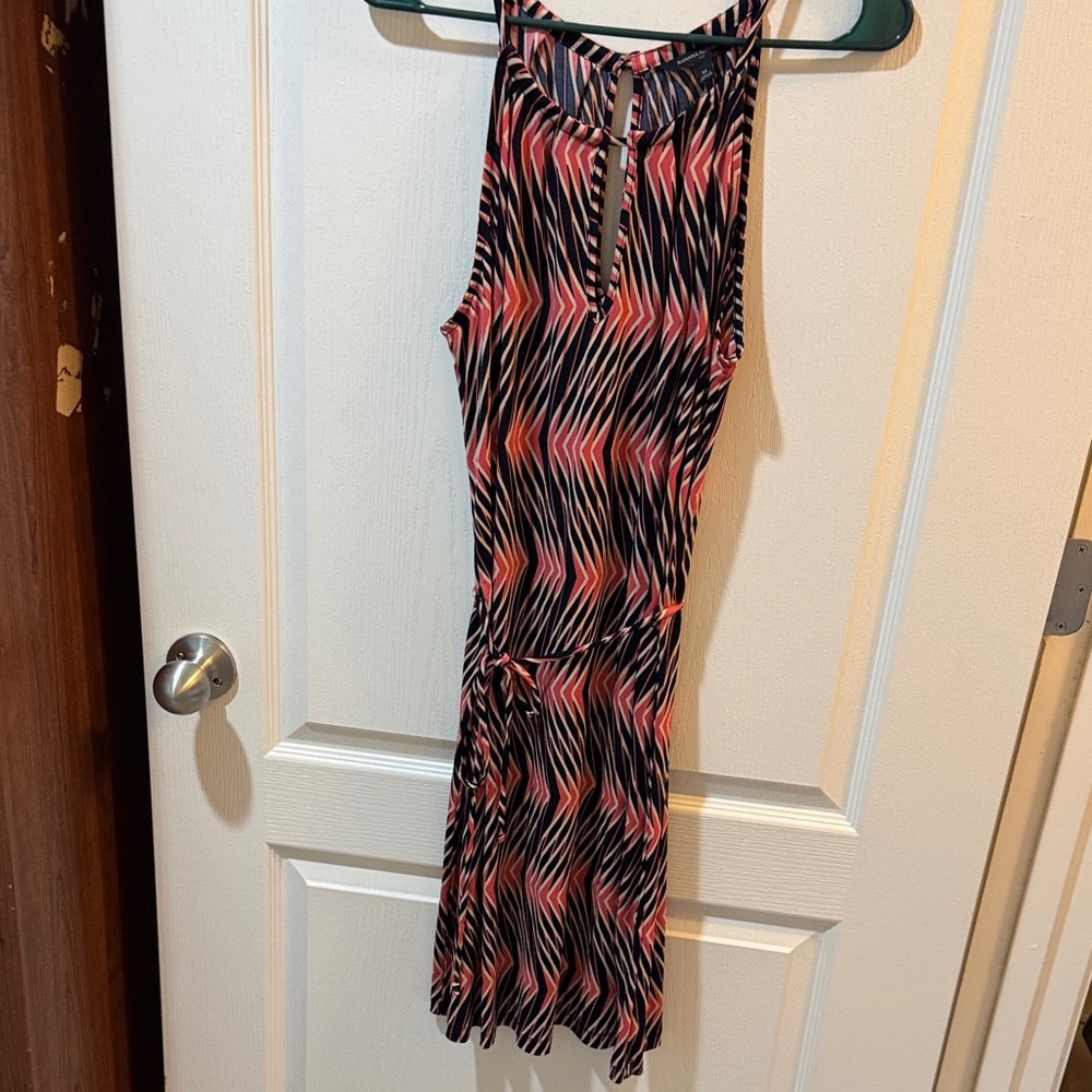 Banana Republic Zigzag Midi Dress in Black and Coral